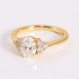 Bagues de fiançailles en argent pur pour femmes, couleur DEF, ovale, en moissanite, tendance, pour les fêtes, bagues personnalisées - Product Image 1