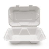 Oasis baru 2025 850ml 9 inci Biodegradable & setup stabil Bagasse sekali pakai togo kotak makanan