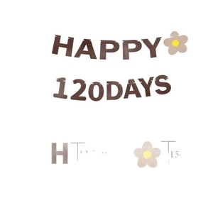 Striscione di <span class=keywords><strong>Buon</strong></span> <span class=keywords><strong>Compleanno</strong></span> in Tessuto Non Tessuto Marrone Stile Foresta con Ghirlanda di Margherite e Design con Lettere Inglesi - Product Image 2