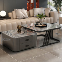 Table basse pliante simple en dalle de roche pour salon, petite table à thé domestique en verre, sensation de luxe léger et haut de gamme
