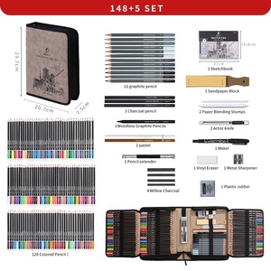 Set Professionale di 148 Pezzi Giorgione <span class=keywords><strong>per</strong></span> <span class=keywords><strong>Disegno</strong></span> e Schizzo con Matite a Carboncino e Grafite, Kit con Accessori - Product Image 2