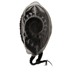 Prótesis Capilar de Encaje Completo para <span class=keywords><strong>Hombre</strong></span>, Cabello Remy Indio, 130% de Densidad, Rizo <span class=keywords><strong>Afro</strong></span>, Encaje de Crochet, Negro Natural - Product Image 4