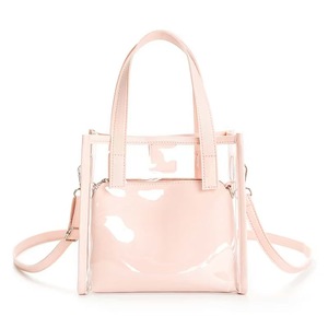 Custom Printed Logo Fashion Design Pink Transparent PVC Lightweight Shopping Tote Bag - Product Image 1