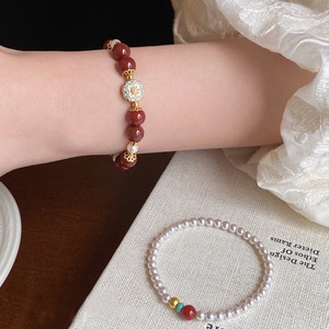 <span class=keywords><strong>Pulsera</strong></span> de Perlas de Ágata Roja Natural y Turquesa, Estilo <span class=keywords><strong>Swarovski</strong></span>, <span class=keywords><strong>Pulsera</strong></span> de Perlas, Joyería de Mano Apilable a la Moda - Product Image 3