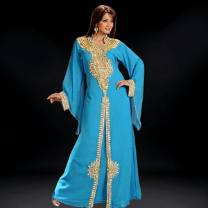 Wholesale AWAIS HOUSE Lightweight Handmade Traditional Muslim Wedding <b>Kaftan</b> 'D'-Plus Size Georgette High Neck <b>Sequined</b> Beaded - Product Image 1