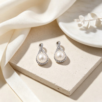 Superbes boucles d'oreilles créoles en argent 925 pour femmes, ornées de zircone cubique et de perles, vente en gros