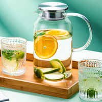Pichet en verre borosilicate au design moderne de 61oz avec couvercle en acier inoxydable Bouilloire résistante à la chaleur pour le thé ou l'eau pour les fêtes d'affaires