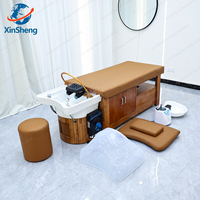 Lit de lavage moderne haut de gamme en cuir PU japonais pour salon de coiffure et spa – Mobilier commercial pour salon