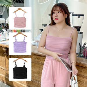 Camisola de malla sin espalda talla grande N8431 para mujer, de poliéster tejido, color liso, negro, rosa, morado - Product Image 5