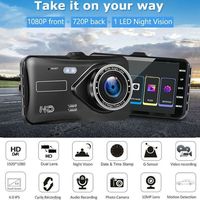 Haute définition 1296P écran tactile voiture montage Dash Cam 4 pouces nouvelle image inversée DVR WDR Vision nocturne caché double enregistreur de conduite