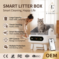Bac à litière pour chat automatique intelligent en plastique de 8 L, design ouvert, contrôle par application, anti-pincement, toilette électrique pour chat