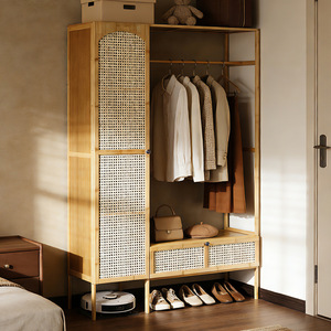 Adult <b>Wardrobe</b> Solid Wood Freestanding Slab Door Easy Assemble Storage Cabinet For Home Use <b>Small</b> Room Rental Apartment - Product Image 2