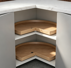 Fabriqué en Chine, <span class=keywords><strong>étagère</strong></span> d'angle rotative à 2 niveaux en bois, Lazy Susan, 360° °   Organisateur de rangement d'angle <span class=keywords><strong>pivotant</strong></span> pour <span class=keywords><strong>cuisine</strong></span> - Product Image 3