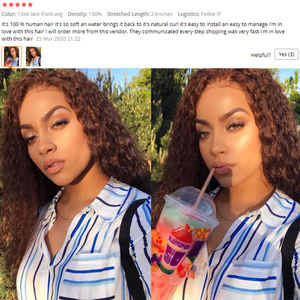 Pelucas frontales de encaje HD, pelo humano rizado 100 sin procesar, Color marrón Chocolate, n. ° 4 - Product Image 6