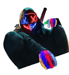 <span class=keywords><strong>Masque</strong></span> effrayant en polyester néon EL Wire pour cosplay, fête costumée, <span class=keywords><strong>carnaval</strong></span>, Halloween, avec LED PVC noir sanglant et lumineux - Product Image 5