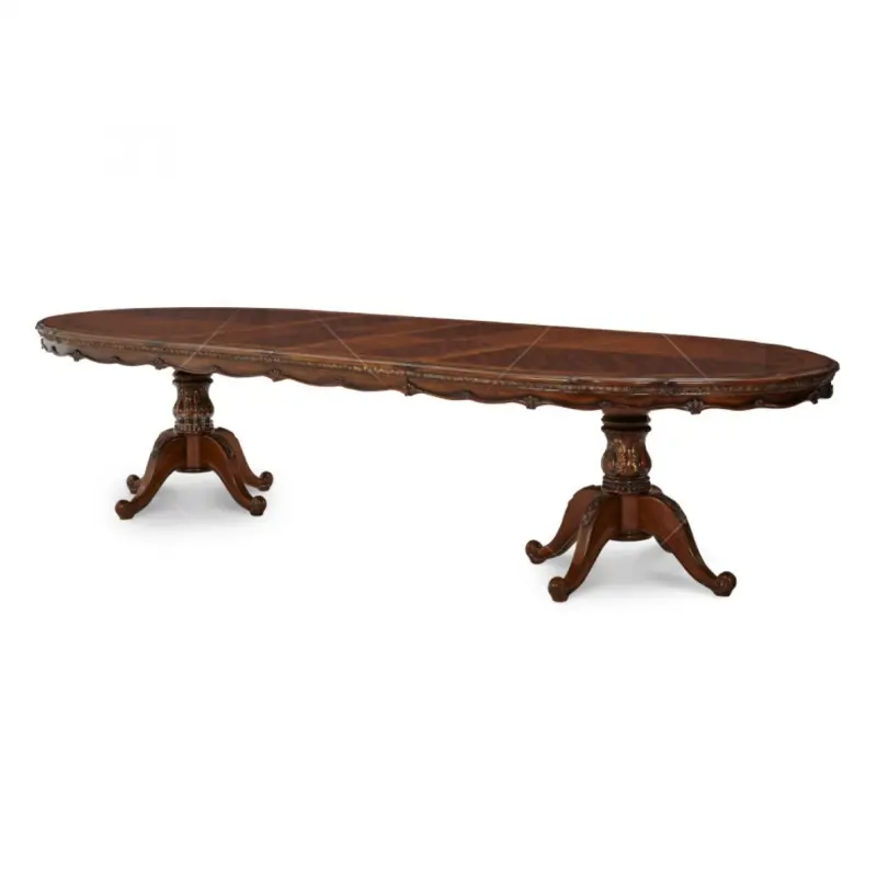 Meubles de salle à manger américains de style luxueux Table à manger longue en bois sculpté européen avec 6 chaises