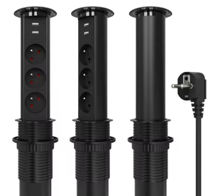 Enchufe Eléctrico Motorizado Retráctil Estándar Francés <span class=keywords><strong>de</strong></span> 65 mm, Enchufe <span class=keywords><strong>de</strong></span> Escritorio Empotrado Oculto con USB para el Hogar, Cocina y Oficina - Product Image 2