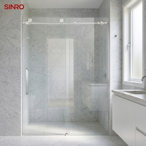 Puerta de <span class=keywords><strong>Ducha</strong></span> <span class=keywords><strong>Corredera</strong></span> Individual de Acero Inoxidable 304 Plateado Pulido de Lujo, <span class=keywords><strong>1</strong></span> Fija y <span class=keywords><strong>1</strong></span> <span class=keywords><strong>Corredera</strong></span>, con Pantalla de Vidrio Templado de Seguridad para Villa - Product Image 5