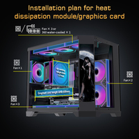 Boîtier PC Gaming MATX Lovingcool Nouveau Design Tour Moyenne avec Écran LCD, Châssis de Serveur CPU d'Ordinateur avec Panneau en Verre Trempé