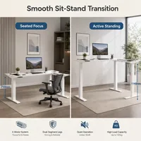 Bureau debout électrique ergonomique à trois moteurs en forme de L, gain de place, avec moteur caché à 2 niveaux et hauteur réglable