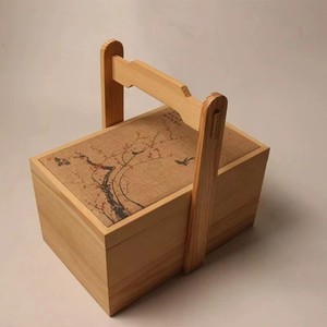 Caja de Regalo de Madera Rectangular de Pino Hecha a Mano con Múltiples Compartimentos para Regalos de Comida, Año Nuevo Chino - Product Image 4