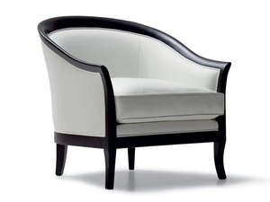 Tabouret de canapé haut de gamme léger, chaise d'accent unique dans la salle de réception de l'hôtel fauteuil en <span class=keywords><strong>bois</strong></span> massif en tissu blanc - Product Image 2
