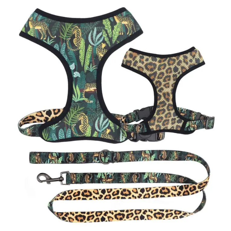 Arnes De Perro Factory Store OEM Custom Pattern Padded Jungle Harnesses Pet Rope Lead Polyester dog harness leash set