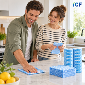 Nuevo Rollo <span class=keywords><strong>de</strong></span> Limpieza <span class=keywords><strong>de</strong></span> Microfibra Ecológico Desechable, Paño <span class=keywords><strong>de</strong></span> Cocina No Tejido con Logotipo Impreso, Paños Secos para Lavar Platos - Product Image 2