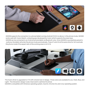 Tavoletta Grafica Q630M con Schermo, Materiale in Lega di Alluminio, Connessione Wireless, Penna Digitale <span class=keywords><strong>per</strong></span> <span class=keywords><strong>Disegno</strong></span> su Laptop - Product Image 6