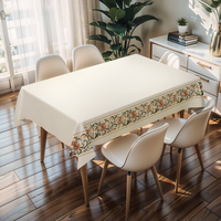 Nappe de table RNPT Leaf Cream Butterfly rouge et noire avec support en PU, résistante aux taches et aux rayures, épaisseur 0,5 mm, pour événements
