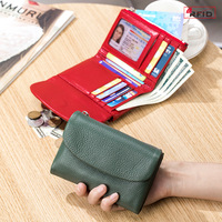 Nouveau Portefeuille RFID en Cuir Véritable Style Court, Sac à Main Tendance en Cuir Souple, Texture Raffinée, Grande Capacité, Organisateur, Porte-Monnaie