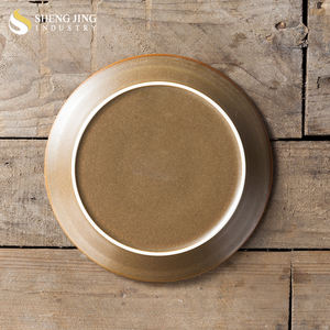 Plato de cerámica redondo moderno de 20cm, <span class=keywords><strong>vajilla</strong></span> marrón de calidad de Guangzhou, platos coreanos sostenibles <span class=keywords><strong>para</strong></span> servir, técnica de horno - Product Image 6