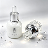 Flacons compte-gouttes en verre d'huile de visage vide avec placage or argent collier 20ml 30ml sérum rond flacon compte-gouttes à ampoule blanche