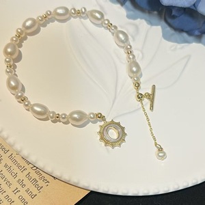 Sunflower <b>Shell</b> Inlaid Freshwater Pearl <b>Bracelet</b> Double Specification Gradient Explosive Fashion Jewelry Elegant Pearl Bangle - Product Image 3