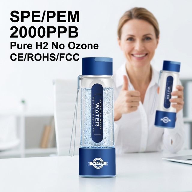 Molecular Hydrogen Water Bottle 420ml SPE PEM Tech 2000PPB High Concentration Portable H2 Generator Ionizer Maker BPA Free CE