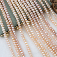 Chaîne de perles d'eau douce naturelles de forme baroque, couleur mandarine rose, qualité AA, 6-7 mm, 38 cm de long, à faire soi-même
