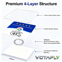 Carte NFC Google Review en acrylique, à taper pour noter, vierge, programmable NFC215 540 octets pour les commentaires des entreprises