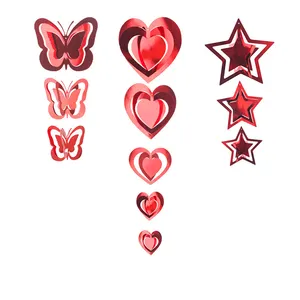 New Paper Vertical Hanging Red Heart Bunting Flags Pull Flags Banner For Party Decoration