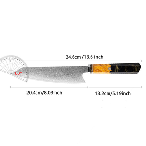 Cuchillo <span class=keywords><strong>de</strong></span> Cocina Kiritsuke <span class=keywords><strong>de</strong></span> Lujo Estilo Japonés <span class=keywords><strong>de</strong></span> 8 Pulgadas, 67 Capas <span class=keywords><strong>de</strong></span> Acero <span class=keywords><strong>de</strong></span> Damasco, Mango <span class=keywords><strong>de</strong></span> <span class=keywords><strong>Madera</strong></span> y Resina para Cortar Carne y Verduras - Product Image 6