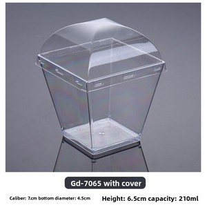 Gobelets carrés transparents de <span class=keywords><strong>210</strong></span> ml avec couvercles, en plastique alimentaire, pour pouding, <span class=keywords><strong>mousse</strong></span>, gelée, pour boulangerie, café, emballage à emporter - Product Image 2