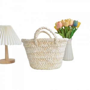 Sac fourre-tout en paille tressée tendance pour demoiselle d'honneur, personnalisable pour femme, idéal pour les vacances à la plage et l'usage quotidien - Product Image 5