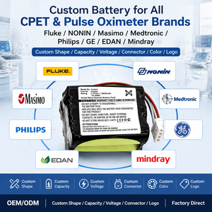Paquete de Baterías CPET Personalizado para Fluke Oxitest <span class=keywords><strong>NONIN</strong></span> 7500, Masimo Radical 7, Medtronic, Philips, GE, EDAN, Baterías de Iones de Litio y Ni-MH OEM - Product Image 4