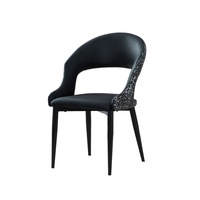 Chaise de salle à manger à structure en acier avec accents en tissu imprimé léopard en cuir résistant aux taches de qualité supérieure