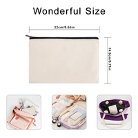 Pochette cosmétique en toile de coton écologique avec fermeture éclair, logo personnalisé, réutilisable, multicolore, pour trousse de toilette, style tendance