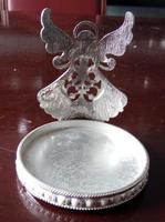 Wostu — bougeoir en alliage métallique bijoux, porte-bougie bijou ange plaqué argent avec émail blanc et strass ABS en perle, Design ange