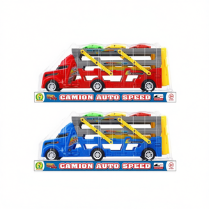 Camión de Juguete de Plástico con 3 Mini Autos, 37 cm, Vehículo de Juguete con Fricción para Niños de 3 Años en Adelante - Product Image 1