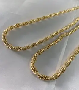 Gargantilla de joyería chapada en oro para mujer, collar cruzado en capas, sin plomo, cadena de cuerda trenzada gruesa