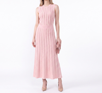 Robe longue élégante pour femme KD2460, col rond, sans manches, taille cintrée, printemps-été, couleur unie