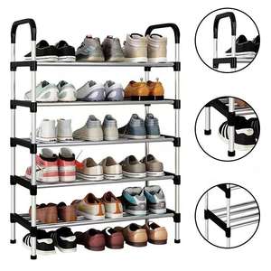 Meuble à chaussures moderne à cinq niveaux, portable, pour rangement domestique, avec 5 unités, construction métallique pliable, vente en gros - Product Image 6