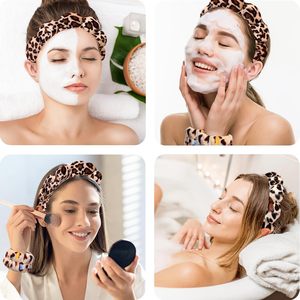 Tùy Chỉnh Leopard <span class=keywords><strong>Sponge</strong></span> Spa Headbands Miếng Bọt Biển Sang Trọng Dây Đeo Cổ Tay Scrunchies Set Tóc Hoop Cho Cô Gái Đám Mây Xoắn Mặt Rửa Phù Hợp Với - Product Image 4